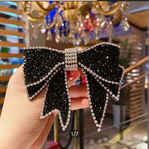 French Rhinestone Bow Decor Hair Clip